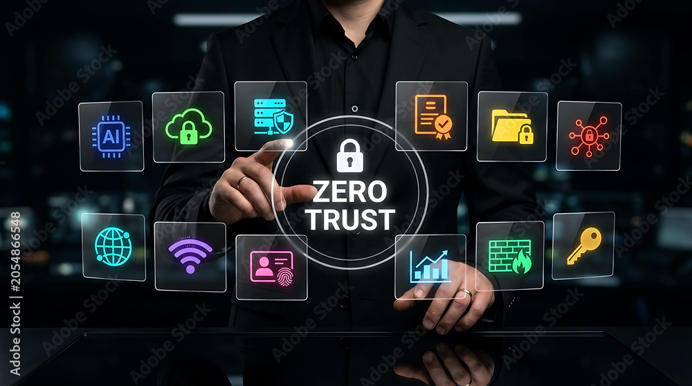 Obraz premium Zero Trust Security Platform AI Driven Cybersecurity Access Control Protection