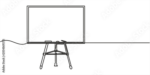 whiteboard continuous one line drawing, Interactive Whiteboard. Minimalistic one-line drawing digital , outline illustration. 