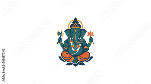 Fotografie Stylized illustration of Lord Ganesha sitting in a meditative lotus position