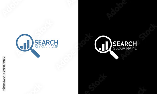 SEO Bar Chart and Magnifying Glass Logo Vector