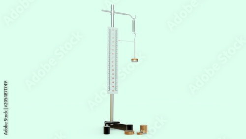 Bild auf Leinwand A Hooke's Law apparatus is a standard laboratory setup used to demonstrate how t