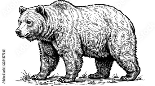 Cuadro en lienzo grizzly bear standing on grass
