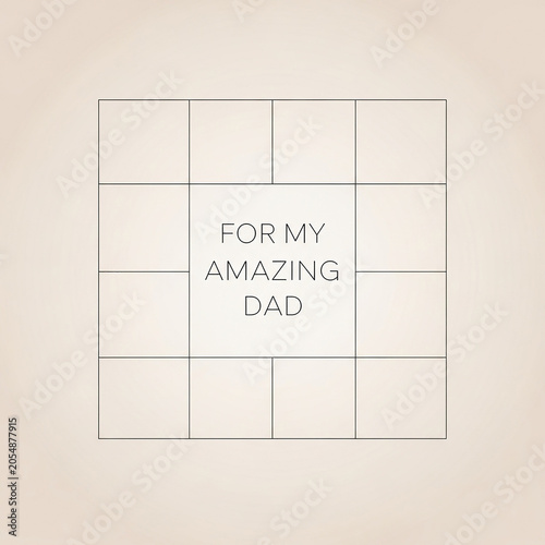 Minimalist photo collage template with 12 frames, Father's Day greeting card layout, elegant beige mood board for amazing dad