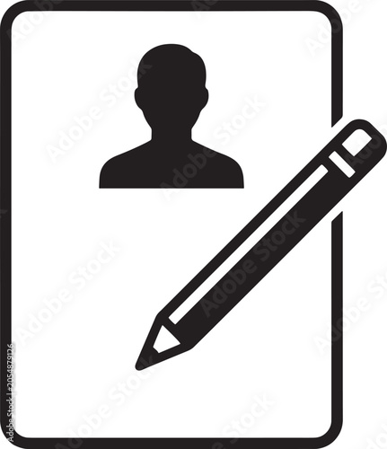 Silhouette person icon with pencil