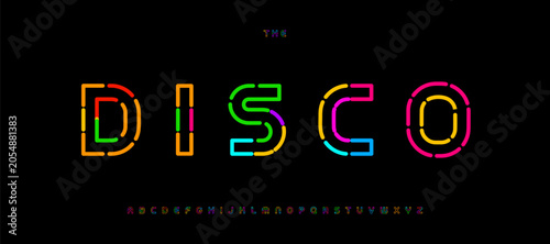 Obraz na płótnie Neon Nightlife Disco Font Logo Alphabet