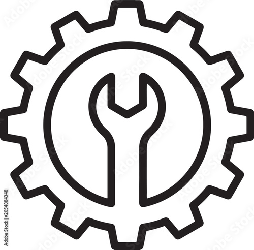 Simple gear icon with wrench inside