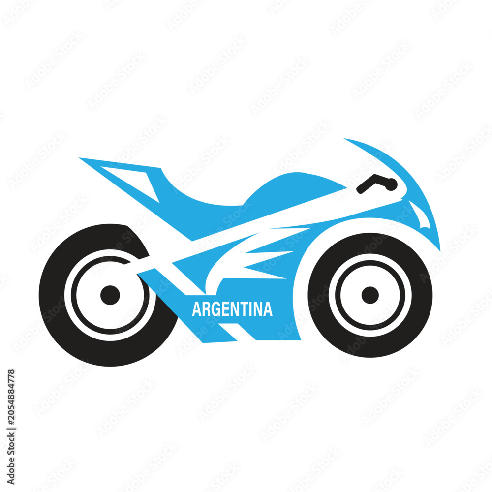 Obraz premium Illustration of Blue Racing Dirt Bike in Motion on White Background