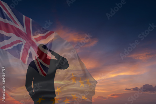 Valokuva Silhouette of military mans and National flag of Tuvalu