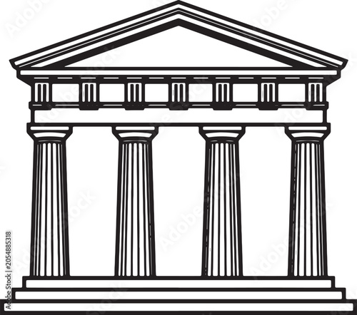 Classic greek temple architecture illustration