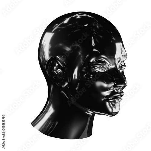 face head 3d futuristic chromatic metallic sci-fi cyberpunk y2k transparent png element