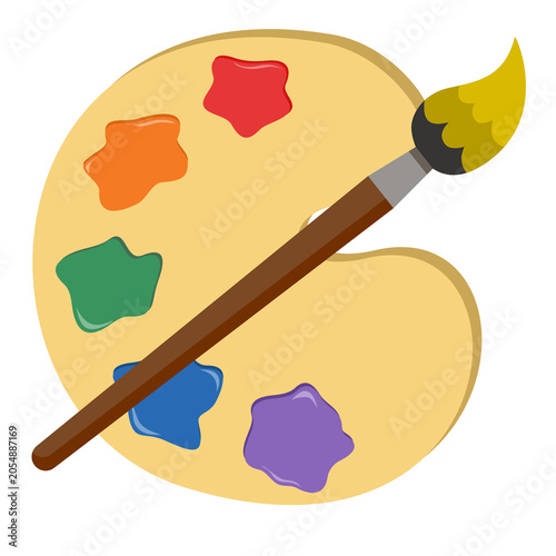 Painting palette and brush illustration