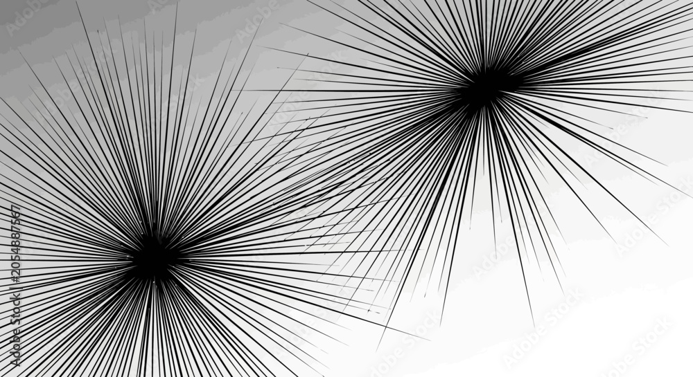 Fototapeta premium Abstract black radial sunburst explosion with sharp lines on gradient background