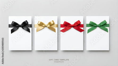 Gift card templates with colorful bows
