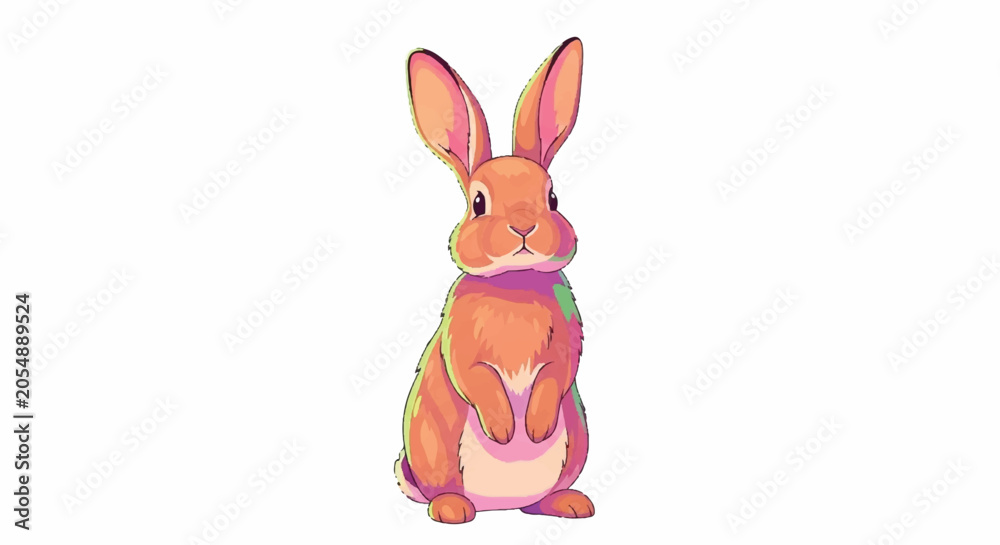 Fototapeta premium Cute Orange Rabbit Illustration Standing Upright.