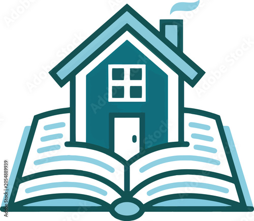 House illustration on an open book