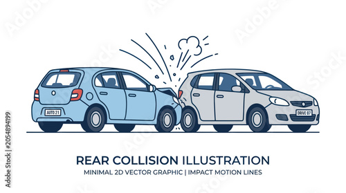 Rear collision between two vehicles with impact effect