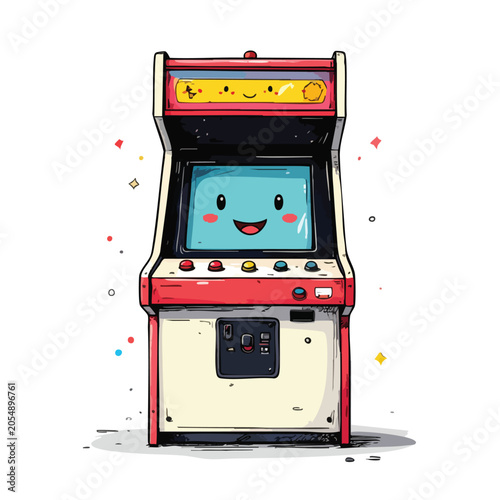 Cute Cartoon Arcade Game Machine Character.