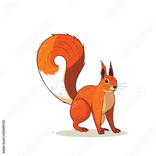 A vibrant hand drawn cartoon illustration of a cute red squirrel.