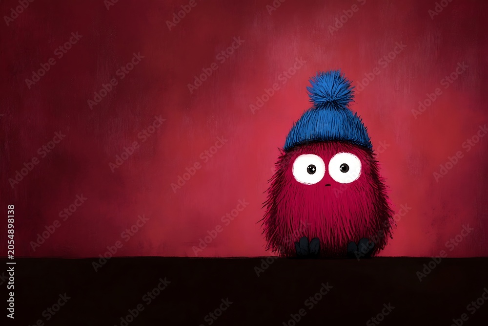 Fototapeta premium Whimsical creature in winter attire