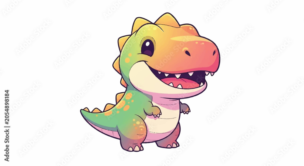 Obraz premium Cute Cartoon Dinosaur Character Illustration.