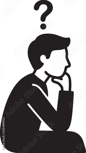 Thoughtful man with question mark head