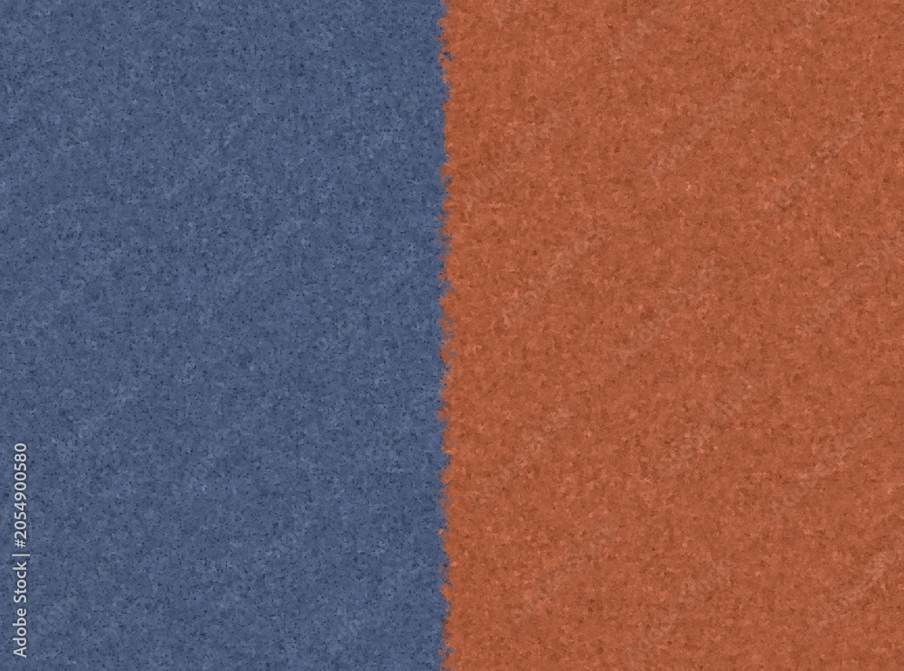 Fototapeta premium Blue and orange carpet textures split down the center. Soft fibers create a subtle, uniform surface. Texture contrast enhances visual interest. Ideal for interior design or flooring projects