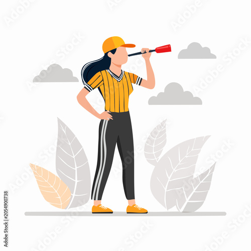 Woman in Uniform Blowing Whistle