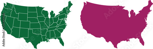 United States map collection with individual states silhouette vector graphic