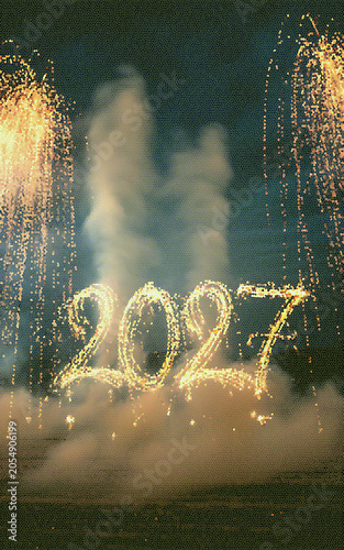 New year 2027 sparkler fireworks