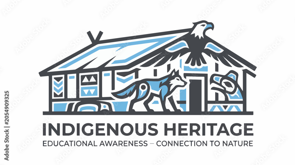 Fototapeta premium Indigenous Heritage Symbol Native Home Eagle Wolf Animals Connection