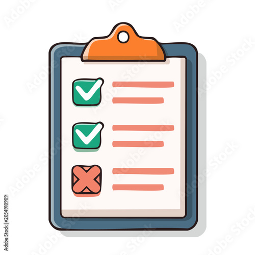 Clipboard with checklist and checkmarks doodle