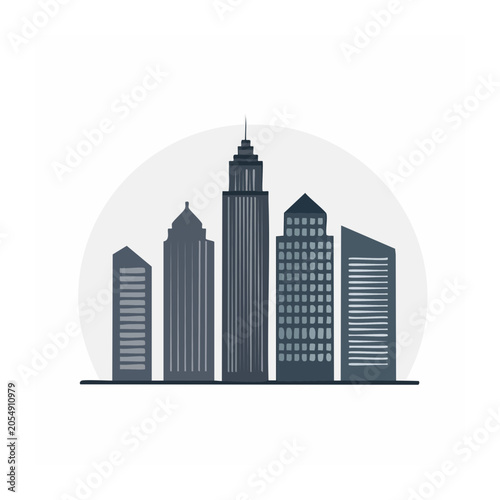 Flat City Skyline Illustration