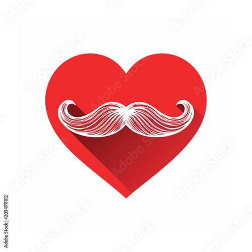 Mustache in Heart Shape Flat Design