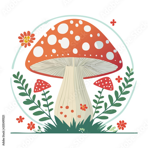 Mushroom Flat Design Illustration