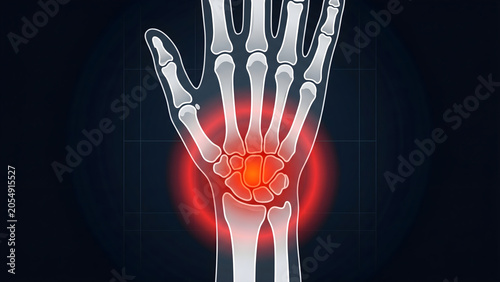 Wrist joint pain hand x-ray illustration showing carpal tunnel syndrome