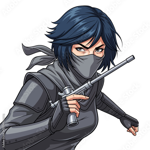 Tableau sur toile Female Phantom Assassin Holding Steel Blowgun