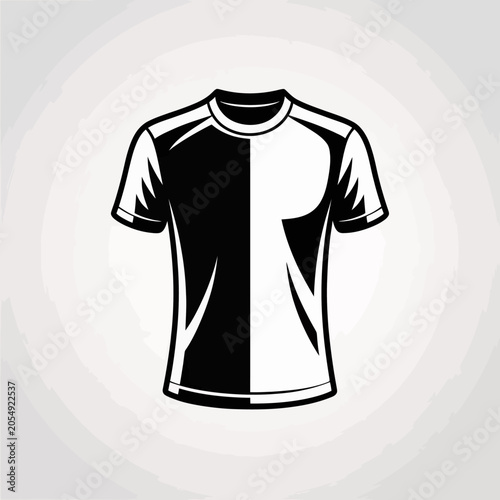 A minimalist black and white sports jersey vector icon