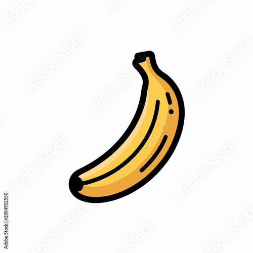 A simple vector illustration of a single yellow banana