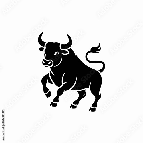 A black bull silhouette isolated on a white background