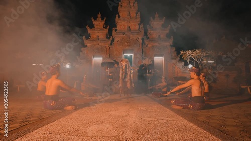 Rangda Performance with Devotees in Temple