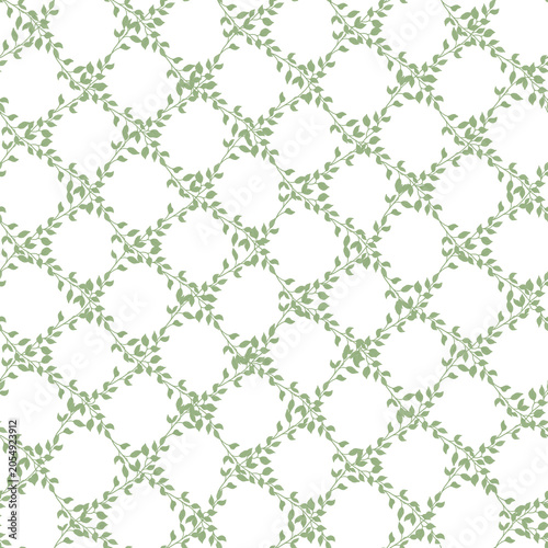 intertwining green vines with leaves on a pure white background. Delicate seamless floral pattern. Watercolor illustration. for wallpaper, textiles, packaging and digital backgrounds.
