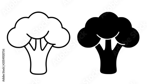 Fotografie Broccoli illustration, outline and silhouette icon, for food or vegetable design
