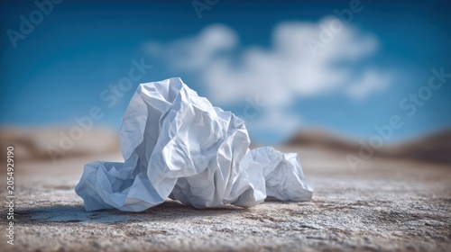 Crumpled paper waste