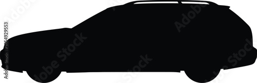 Fotografi Black silhouette of a station wagon car viewed from the side profile