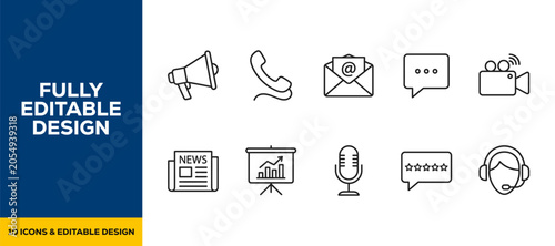 Foto Customer support and business communication flat vector icon bundle illustration