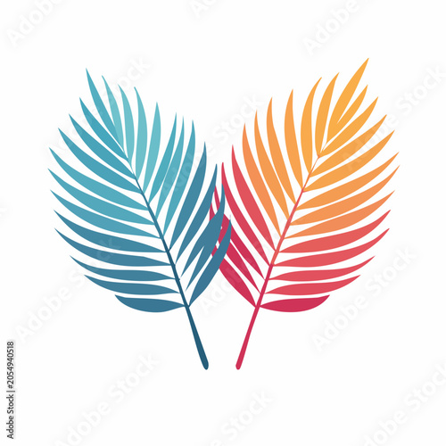 Two Palm Leaves in Gradient Colors