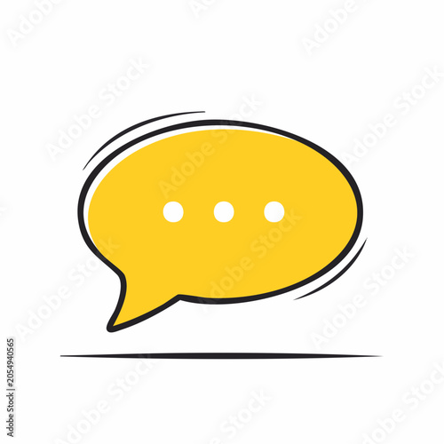 Yellow Speech Bubble Icon with Ellipsis