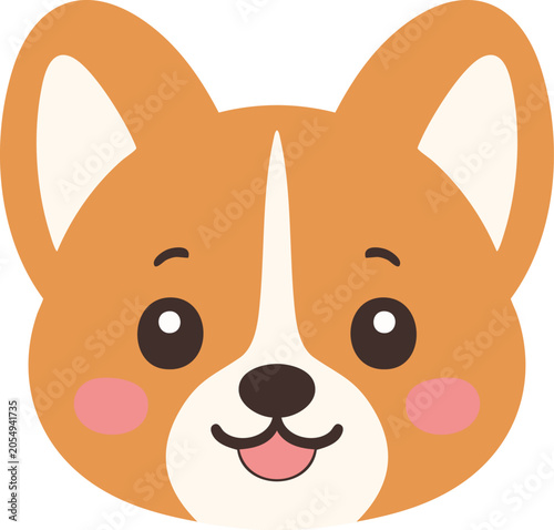 Photos Corgi dog face with rosy cheeks illustration