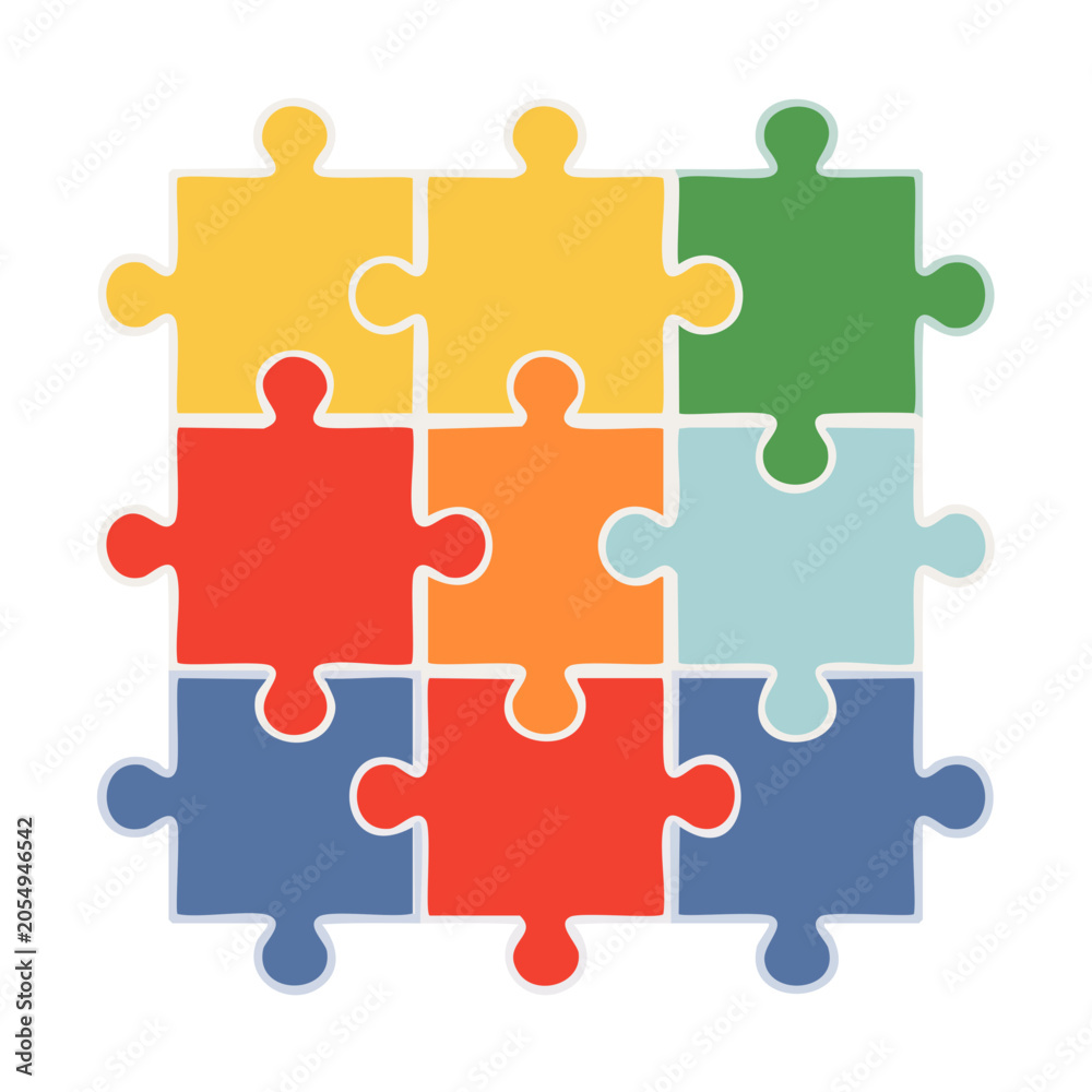 Fototapeta premium Colorful Puzzle Pieces Flat Design