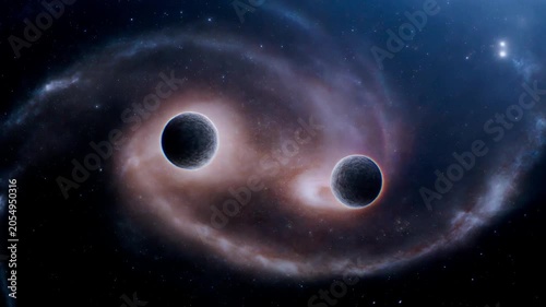 Flux 8K IMAX Top Down Perspective of Binary Neutron Stars Spiraling Inward